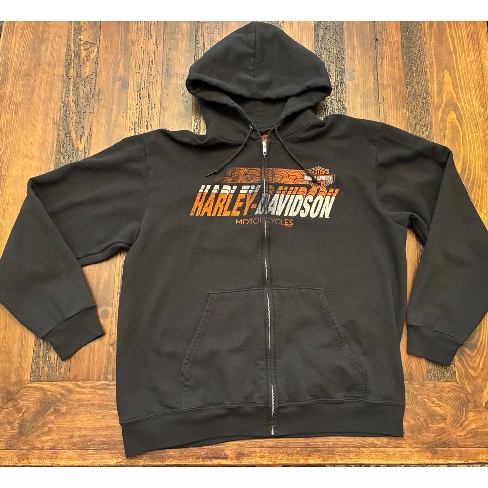 Harley-Davidson Norway Hoodie Jacket Full Zip Black Classic Motorcycle Gear